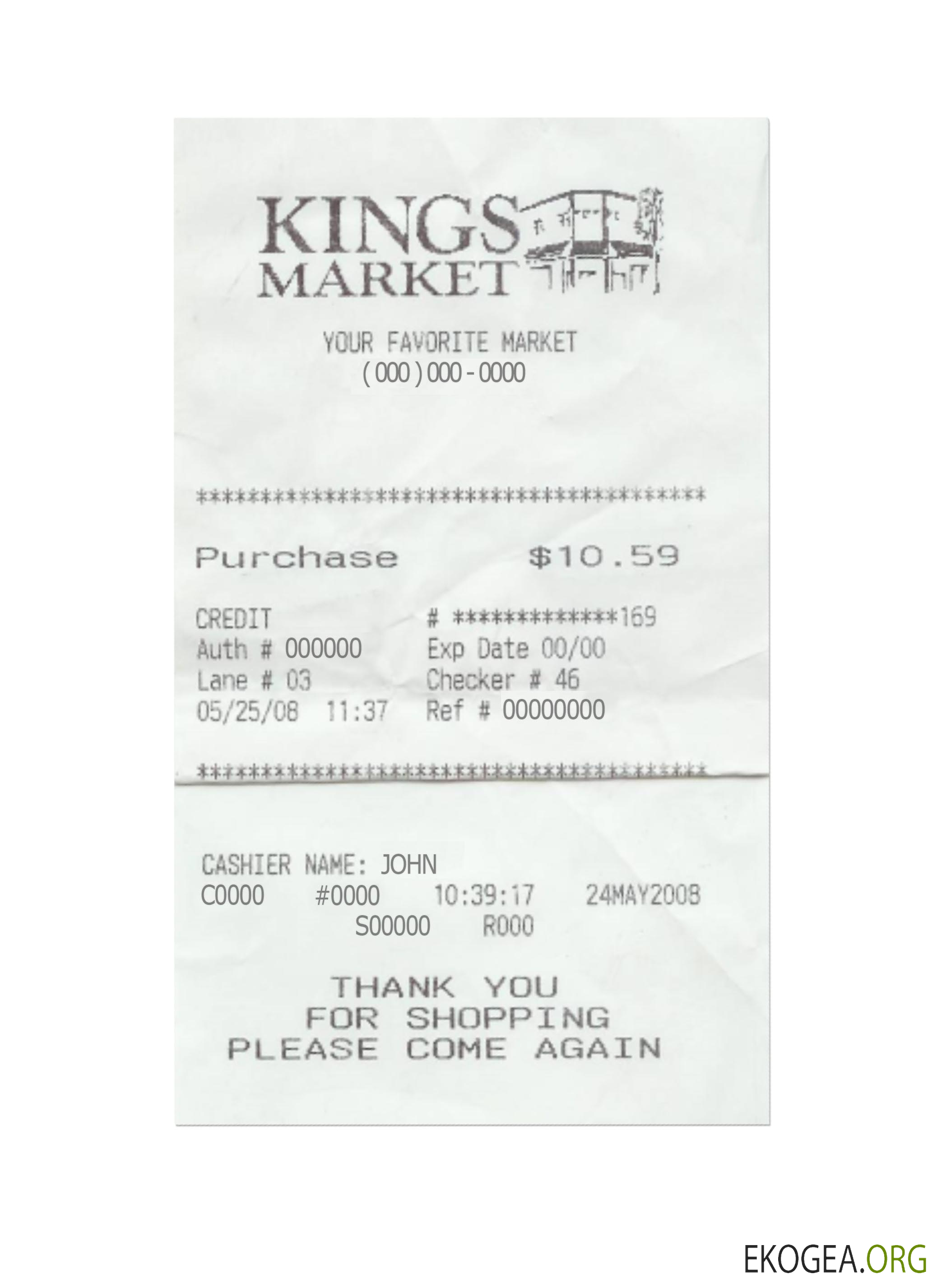 Chèque de paiement KINGS MARKET